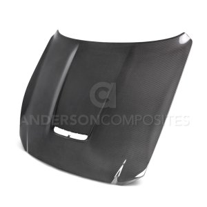 Ford Mustang Hood - Anderson Composites - Double Sided Carbon Fiber - Carbon Fiber - `15-`20